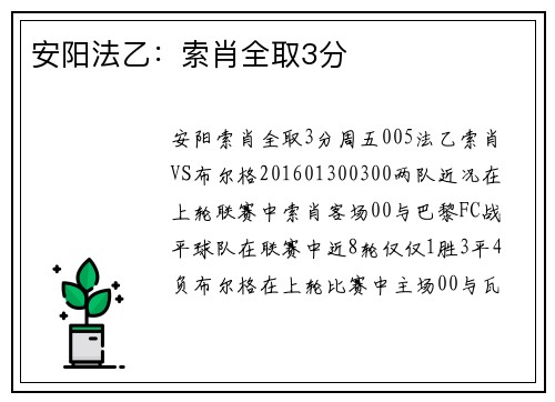 安阳法乙：索肖全取3分